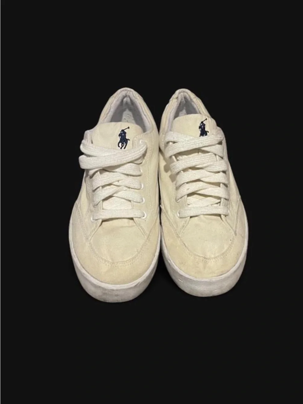 Polo Ralph Lauren Cream White Low Canvas Sneakers